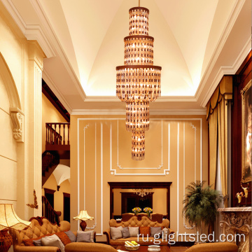 Роскошный вестибюль отеля со стеклянной светодиодной люстрой подвесной светильник